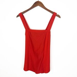 Anthropologie Deletta Gavi Halter Textured Cross-back Tank Top in Red M